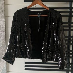 NWT Anna Cai Black Sequin Blazer